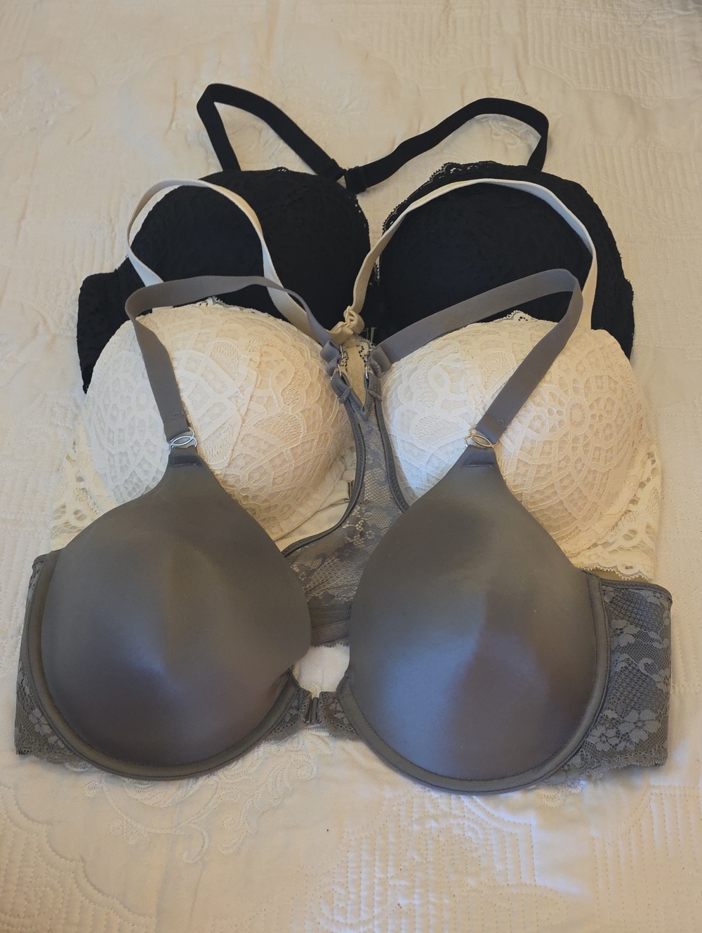 3-Pack Lace & Smooth Bras in Black, White, and Gray All 3 For 20.00!!!